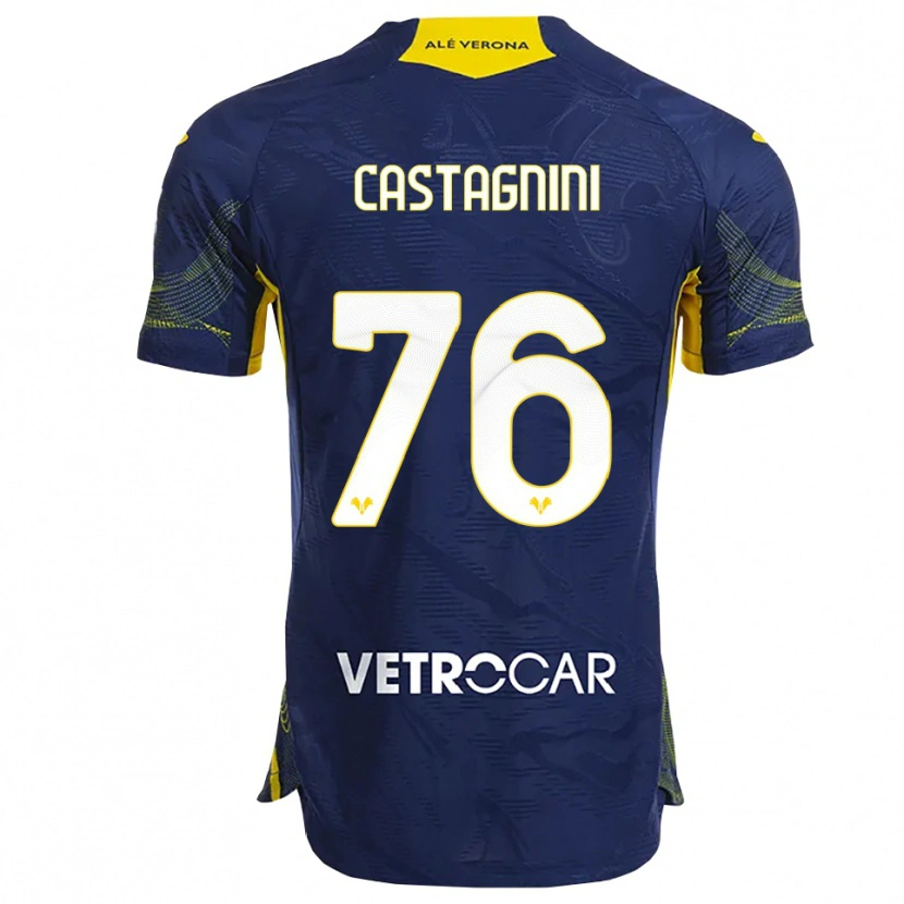 Danxen Donna Maglia Mirko Castagnini #76 Blu Navy Giallo Kit Gara Home 2025/26 Maglietta