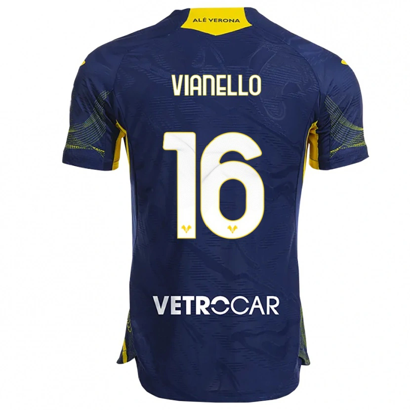 Danxen Donna Maglia Diego Vianello #16 Blu Navy Giallo Kit Gara Home 2025/26 Maglietta