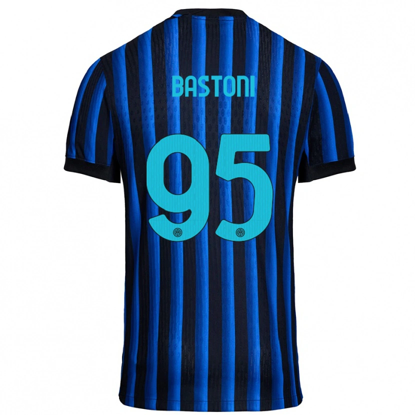 Danxen Donna Maglia Alessandro Bastoni #95 Nero Blu Kit Gara Home 2025/26 Maglietta
