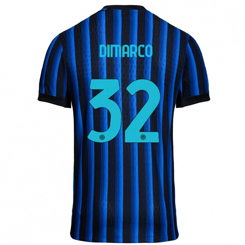 Danxen Donna Maglia Federico Dimarco #32 Nero Blu Kit Gara Home 2025/26 Maglietta