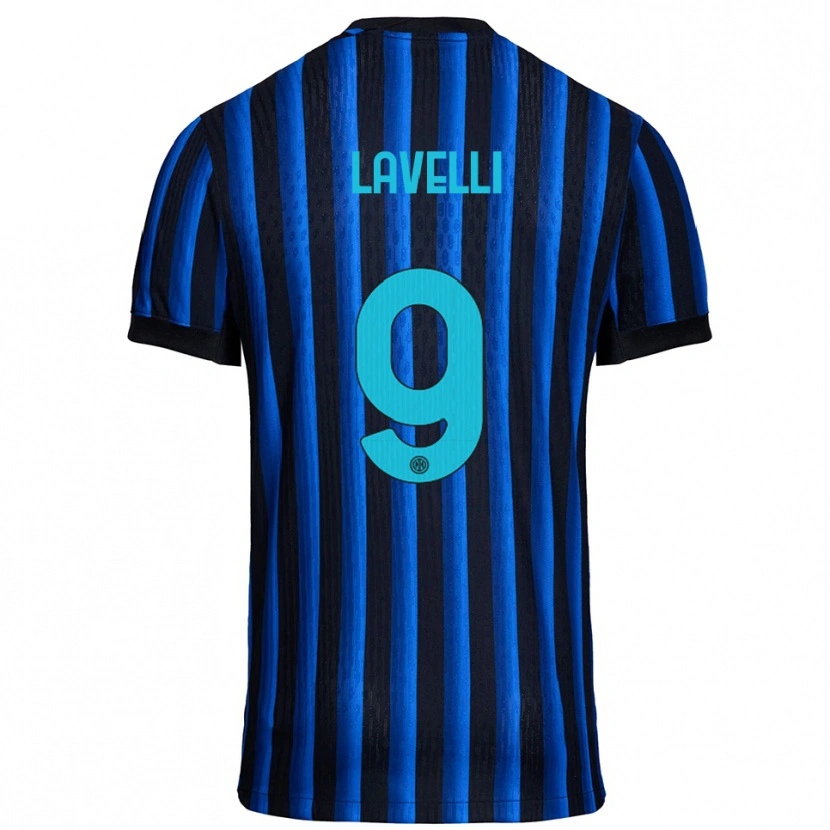 Danxen Donna Maglia Matteo Lavelli #9 Nero Blu Kit Gara Home 2025/26 Maglietta