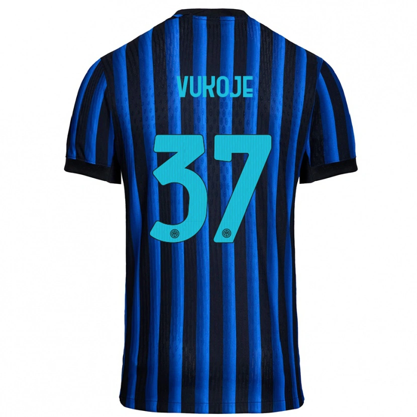 Danxen Donna Maglia Andrija Vukoje #37 Nero Blu Kit Gara Home 2025/26 Maglietta