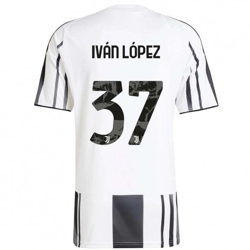 Danxen Donna Maglia Iván López #37 Bianco Nero Kit Gara Home 2025/26 Maglietta