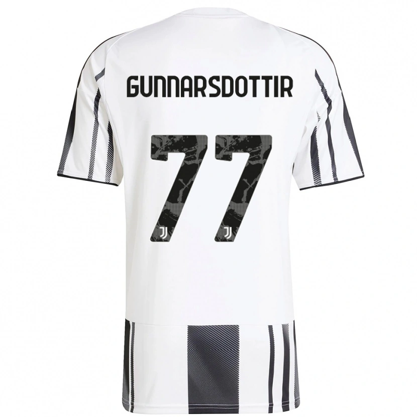 Danxen Donna Maglia Sara Bjork Gunnarsdottir #77 Bianco Nero Kit Gara Home 2025/26 Maglietta