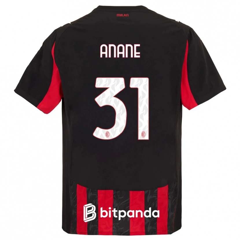 Danxen Donna Maglia Emmanuel Anane #31 Rosso Nero Kit Gara Home 2025/26 Maglietta