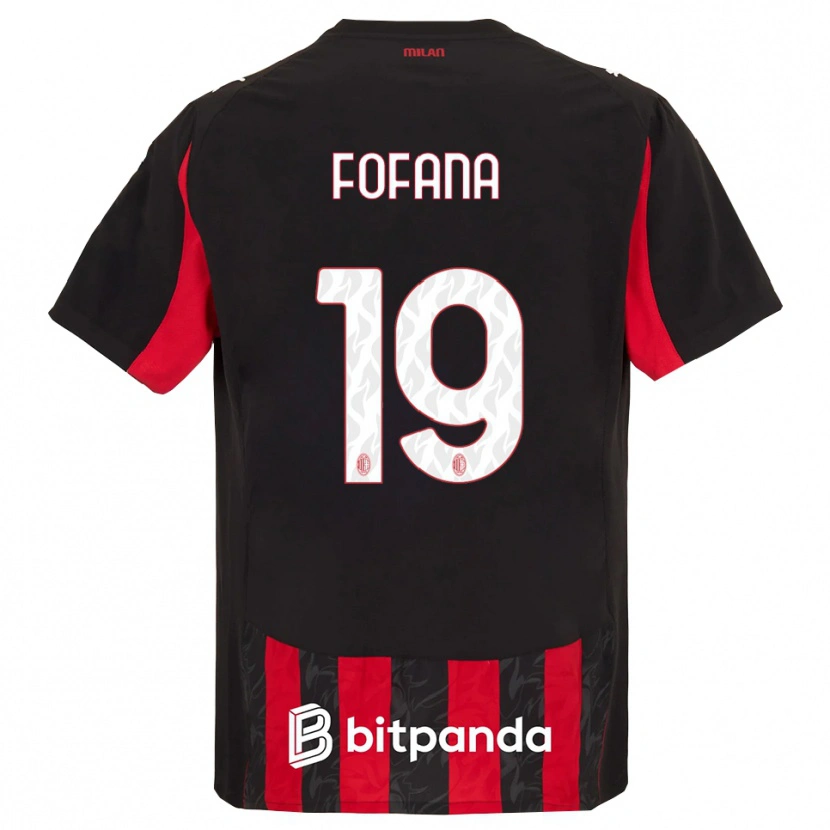 Danxen Donna Maglia Youssouf Fofana #19 Rosso Nero Kit Gara Home 2025/26 Maglietta