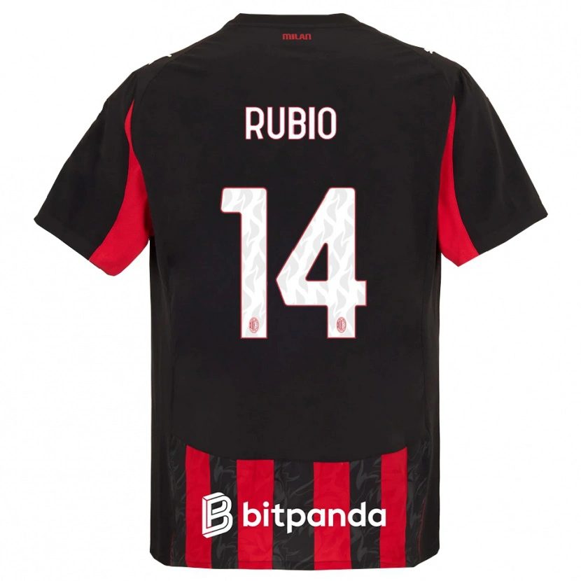 Danxen Donna Maglia Silvia Rubio Ávila #14 Rosso Nero Kit Gara Home 2025/26 Maglietta