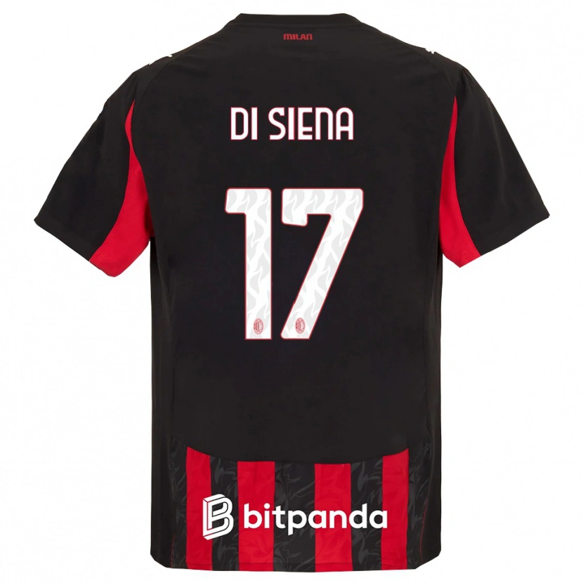 Danxen Donna Maglia Andrea Di Siena #17 Rosso Nero Kit Gara Home 2025/26 Maglietta