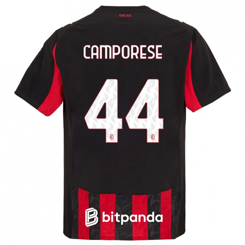 Danxen Donna Maglia Michele Camporese #44 Rosso Nero Kit Gara Home 2025/26 Maglietta
