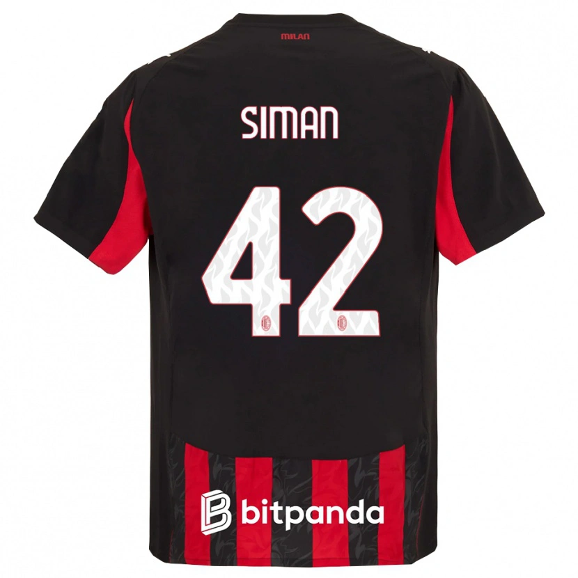 Danxen Donna Maglia Alexandru Șiman #42 Rosso Nero Kit Gara Home 2025/26 Maglietta