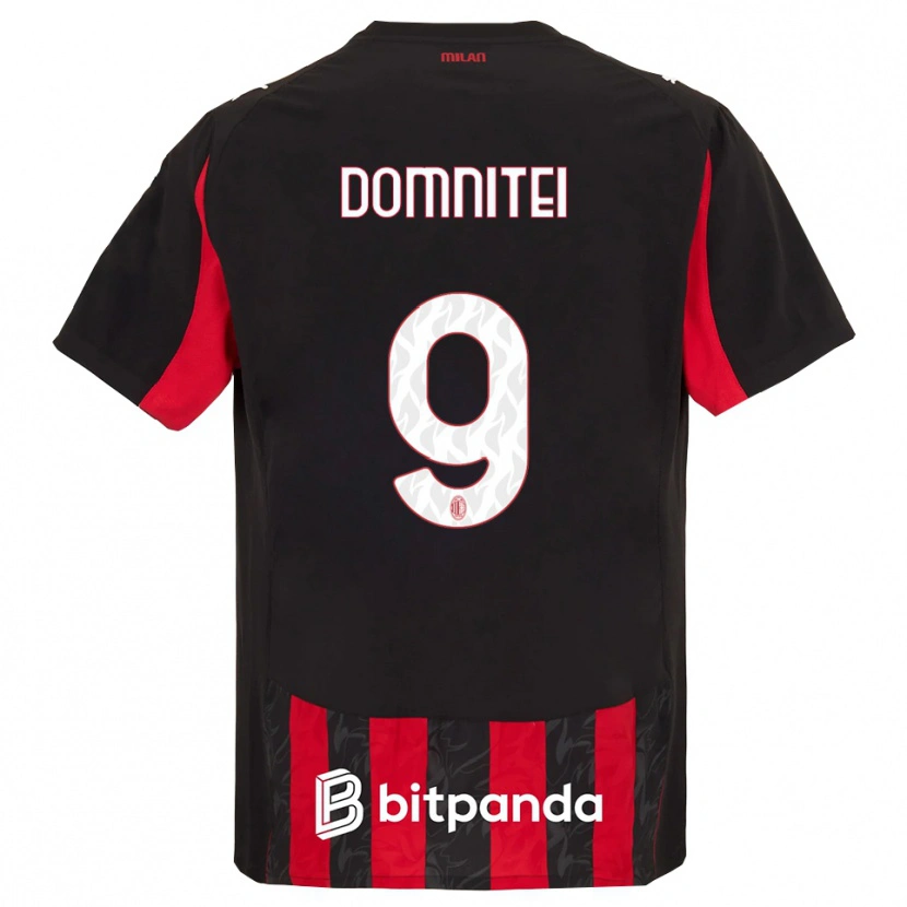 Danxen Donna Maglia Francesco Domniței #9 Rosso Nero Kit Gara Home 2025/26 Maglietta
