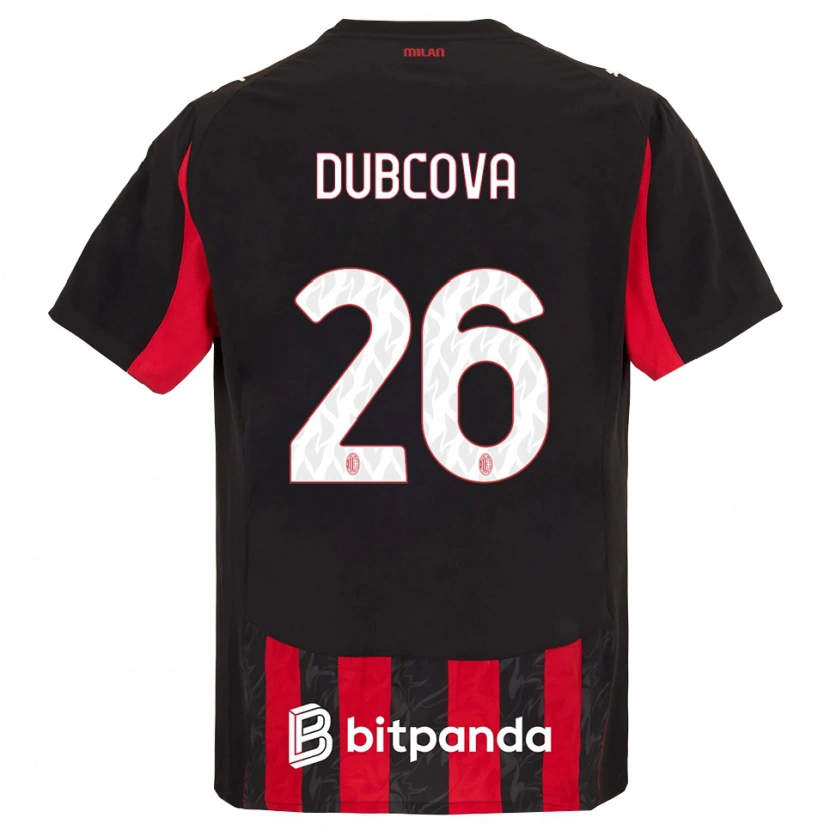 Danxen Donna Maglia Michaela Dubcova #26 Rosso Nero Kit Gara Home 2025/26 Maglietta