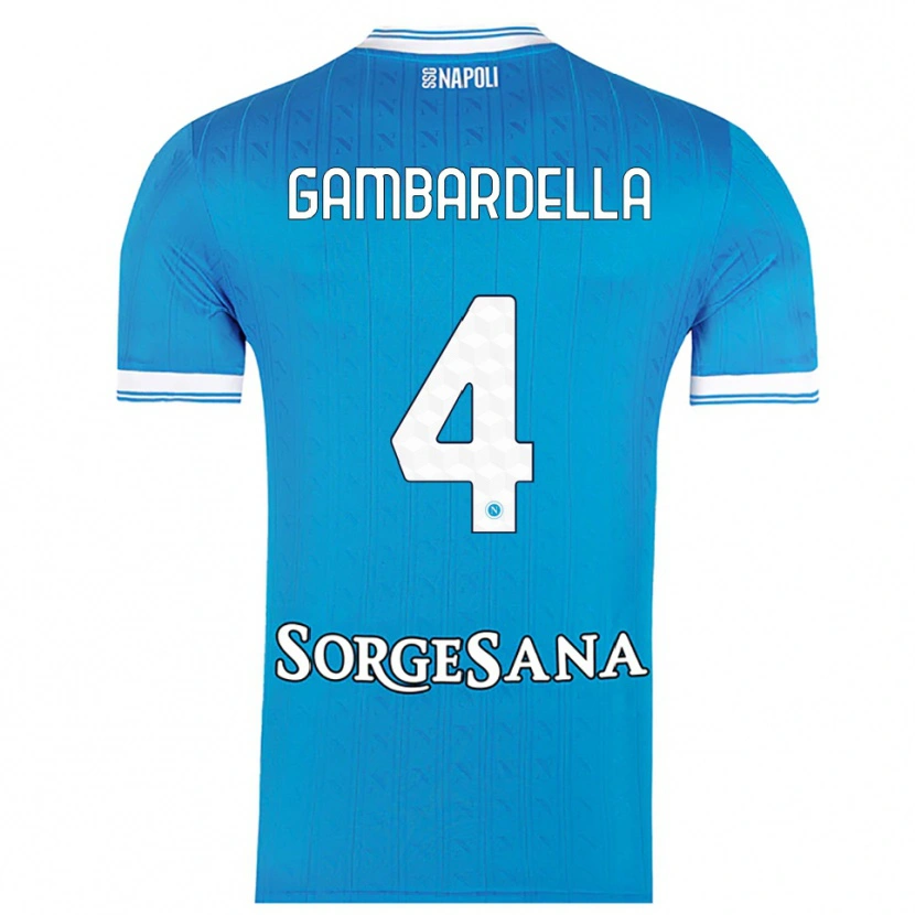 Danxen Donna Maglia Vittorio Gambardella #4 Azzurro Bianco Kit Gara Home 2025/26 Maglietta