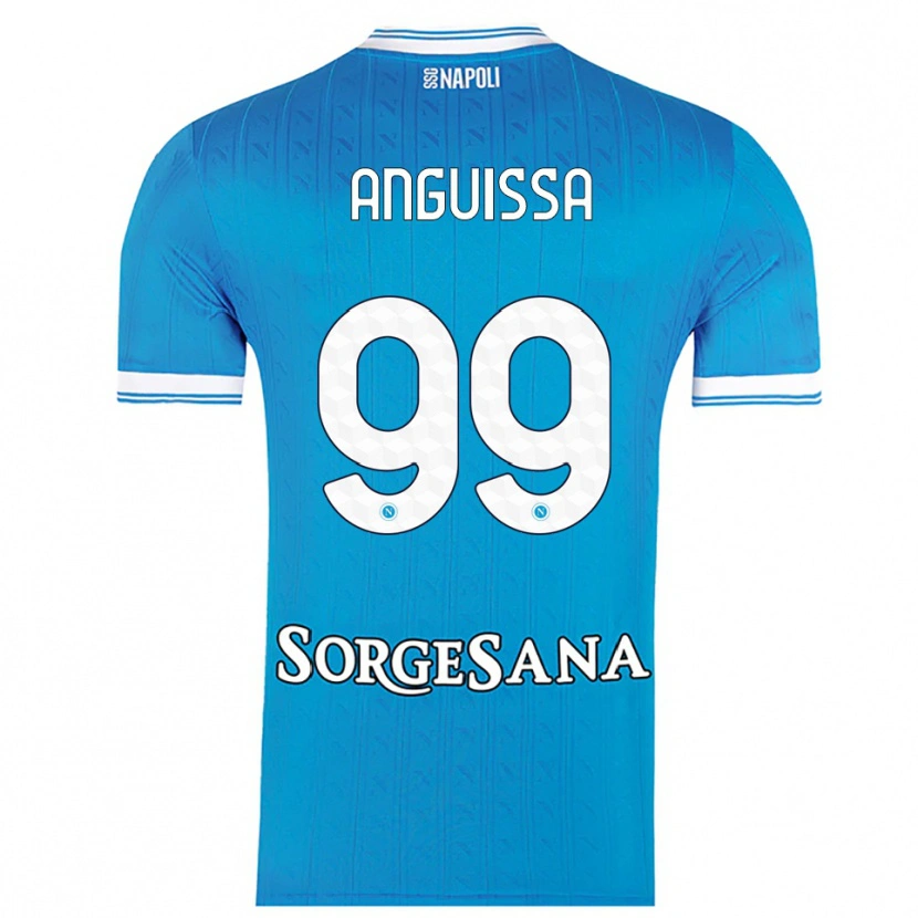 Danxen Donna Maglia Frank Anguissa #99 Azzurro Bianco Kit Gara Home 2025/26 Maglietta