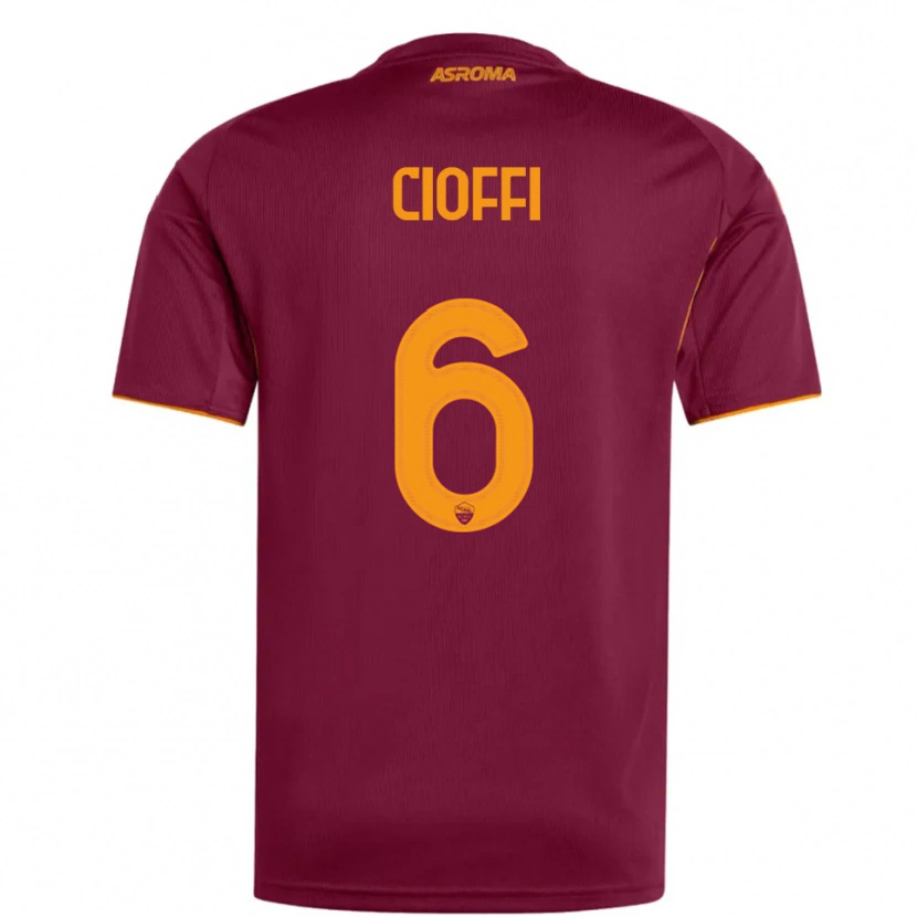 Danxen Donna Maglia Cristian Cioffi #6 Bordeaux Arancione Kit Gara Home 2025/26 Maglietta