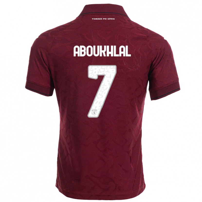 Danxen Donna Maglia Zakaria Aboukhlal #7 Bordeaux Bianco Kit Gara Home 2025/26 Maglietta