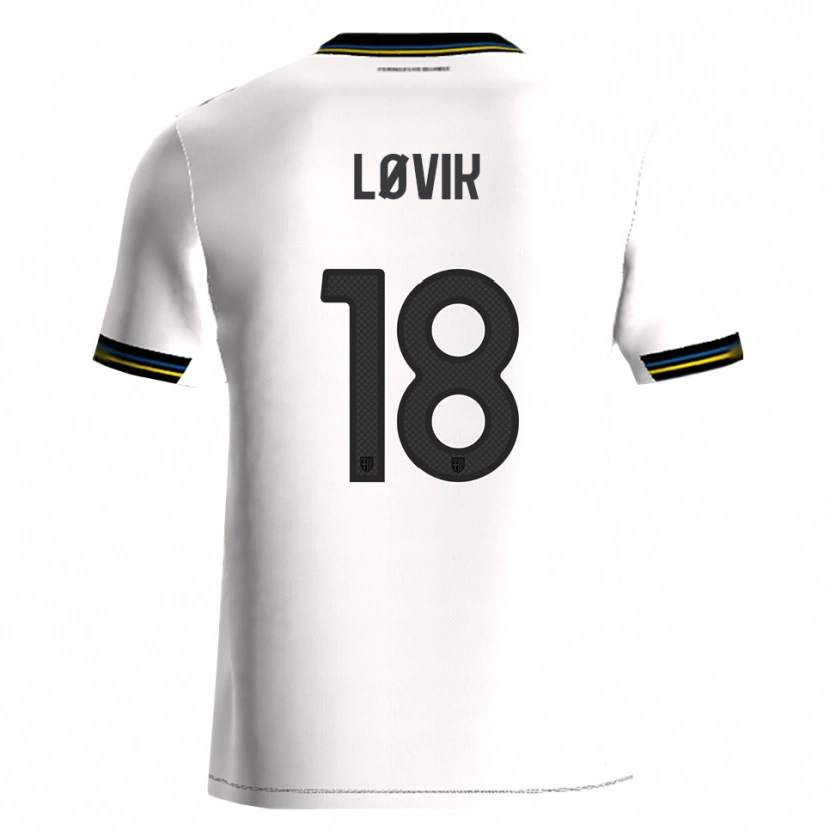 Danxen Donna Maglia Mathias Løvik #18 Bianco Nero Kit Gara Home 2025/26 Maglietta