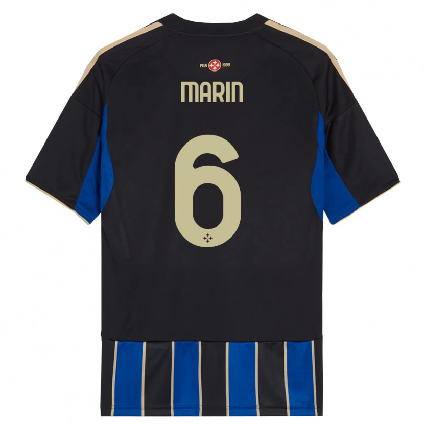 Danxen Donna Maglia Marius Marin #6 Nero Blu Kit Gara Home 2025/26 Maglietta
