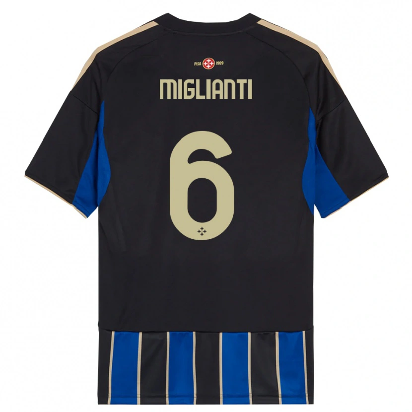 Danxen Donna Maglia Niccolò Miglianti #6 Nero Blu Kit Gara Home 2025/26 Maglietta