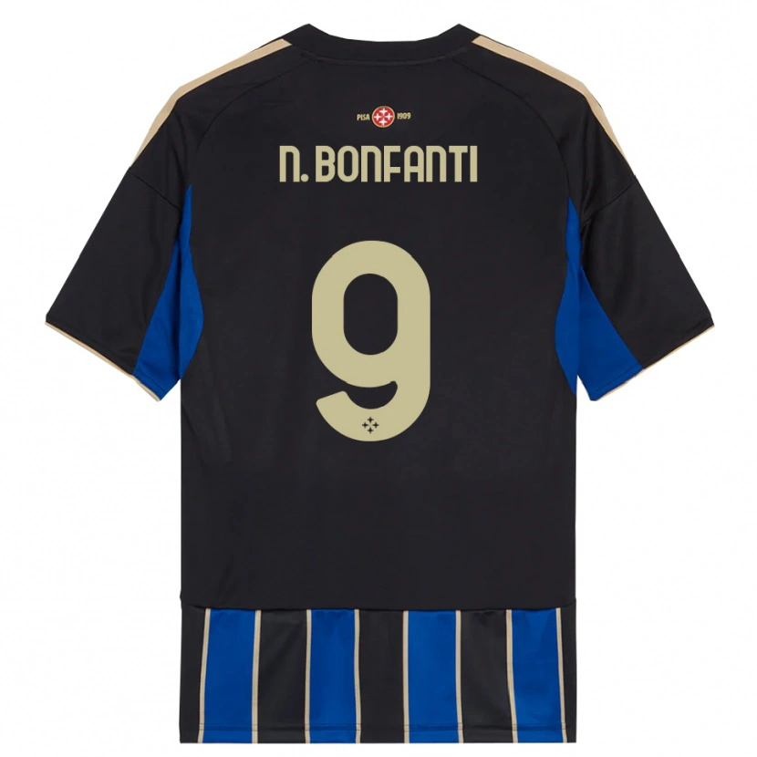 Danxen Donna Maglia Nicholas Bonfanti #9 Nero Blu Kit Gara Home 2025/26 Maglietta