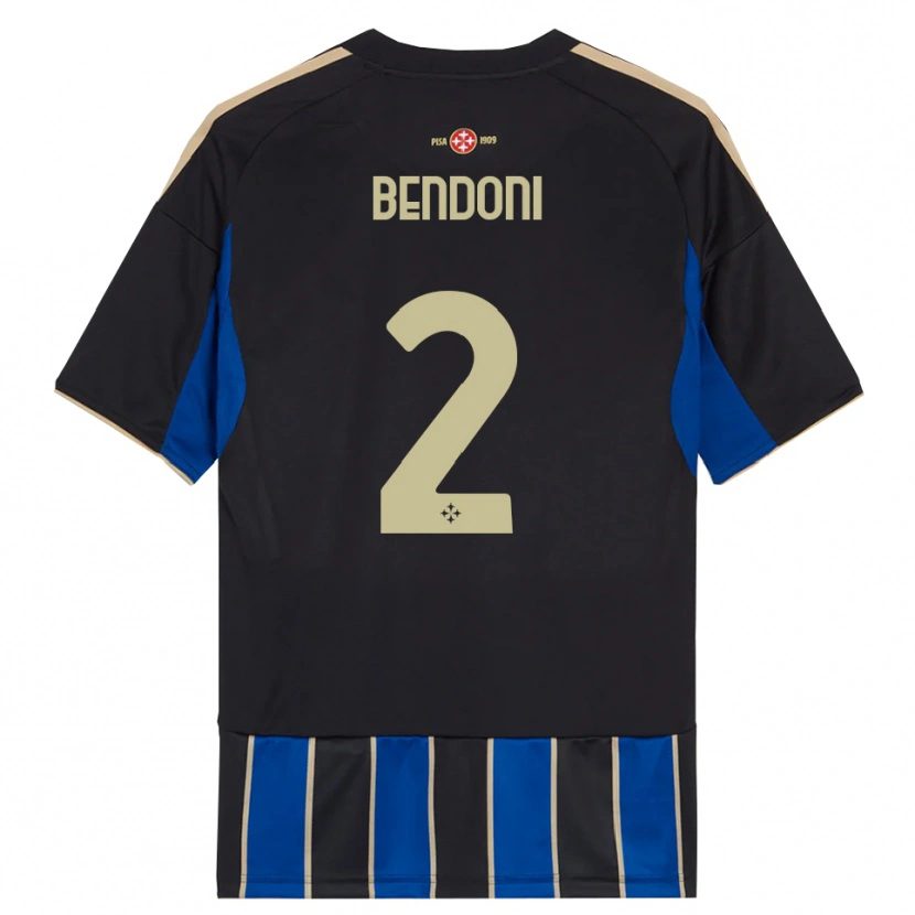 Danxen Donna Maglia Marco Bendoni #2 Nero Blu Kit Gara Home 2025/26 Maglietta