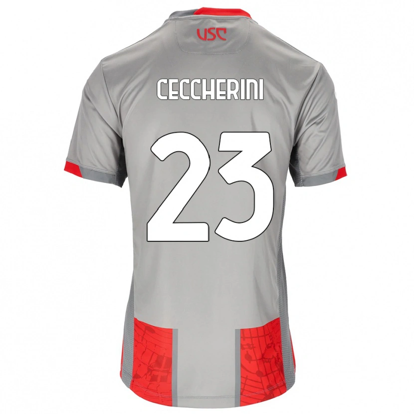 Danxen Donna Maglia Federico Ceccherini #23 Rosso Grigio Kit Gara Home 2025/26 Maglietta