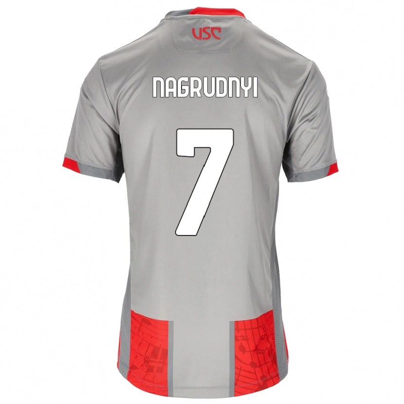 Danxen Donna Maglia Vladyslav Nagrudnyi #7 Rosso Grigio Kit Gara Home 2025/26 Maglietta