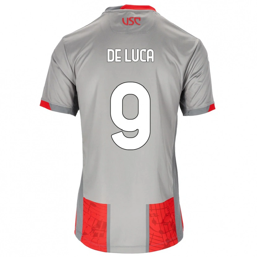 Danxen Donna Maglia Manuel De Luca #9 Rosso Grigio Kit Gara Home 2025/26 Maglietta