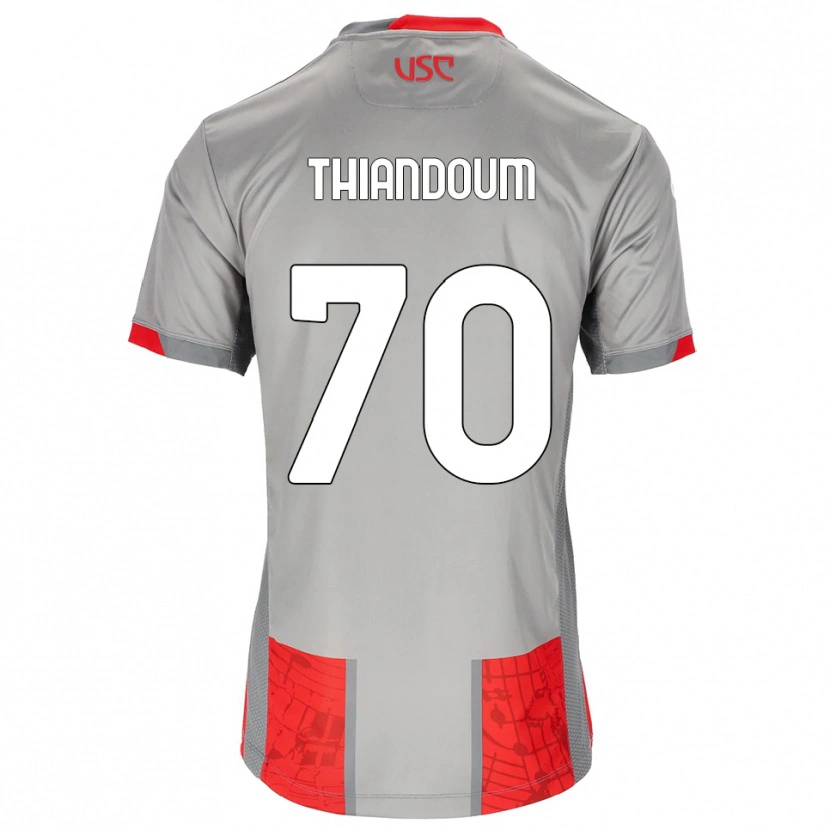 Danxen Donna Maglia Omar Thiandoum #70 Rosso Grigio Kit Gara Home 2025/26 Maglietta