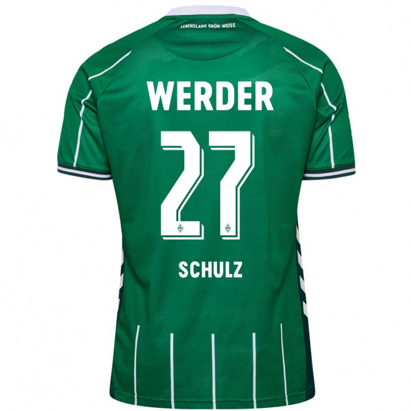 Danxen Donna Maglia Ole Schulz #27 Verde Bianco Kit Gara Home 2025/26 Maglietta