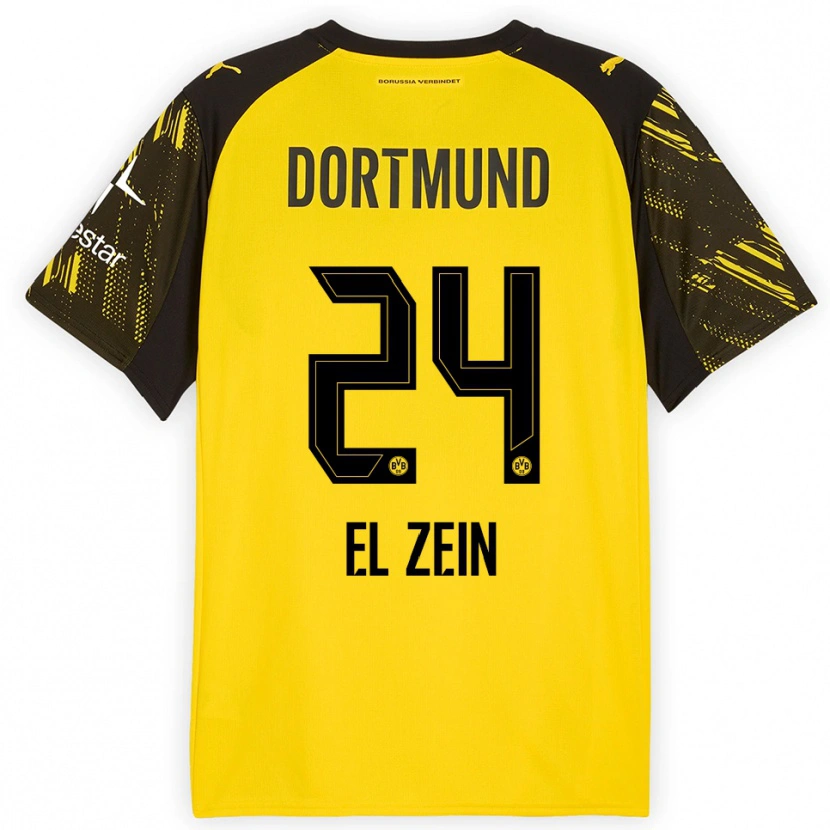 Danxen Donna Maglia Abu-Bekir Omer El-Zein #24 Giallo Nero Kit Gara Home 2025/26 Maglietta