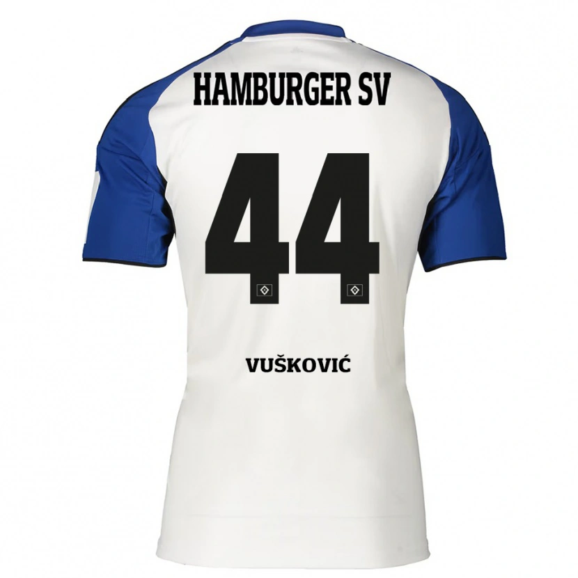 Danxen Donna Maglia Mario Vuskovic #44 Bianco Blu Kit Gara Home 2025/26 Maglietta