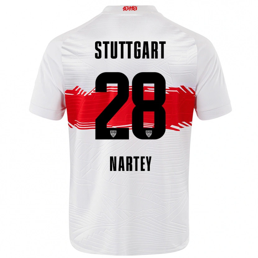 Danxen Donna Maglia Nikolas Nartey #28 Bianco Rosso Kit Gara Home 2025/26 Maglietta