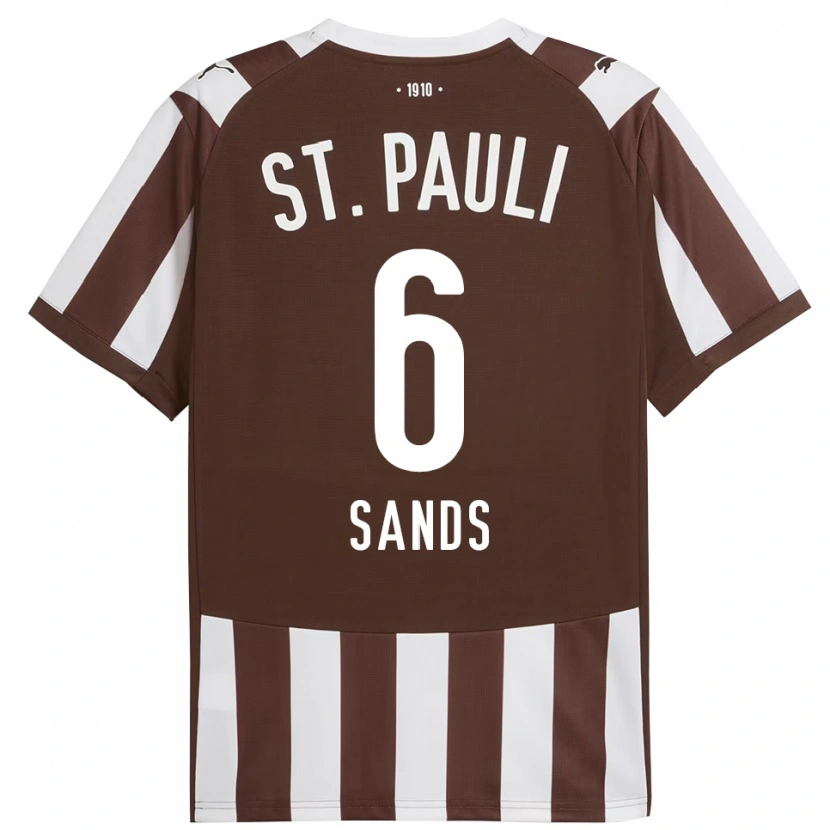 Danxen Donna Maglia James Sands #6 Caffè Bianco Kit Gara Home 2025/26 Maglietta