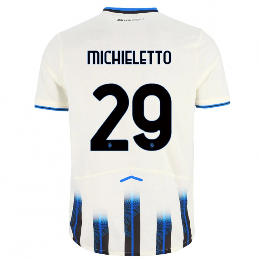 Danxen Donna Maglia Andrea Michieletto #29 Bianco Blu Kit Gara Away 2025/26 Maglietta
