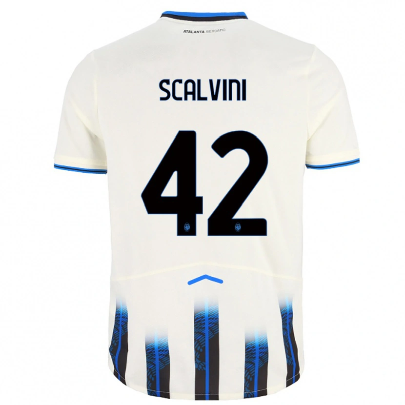 Danxen Donna Maglia Giorgio Scalvini #42 Bianco Blu Kit Gara Away 2025/26 Maglietta