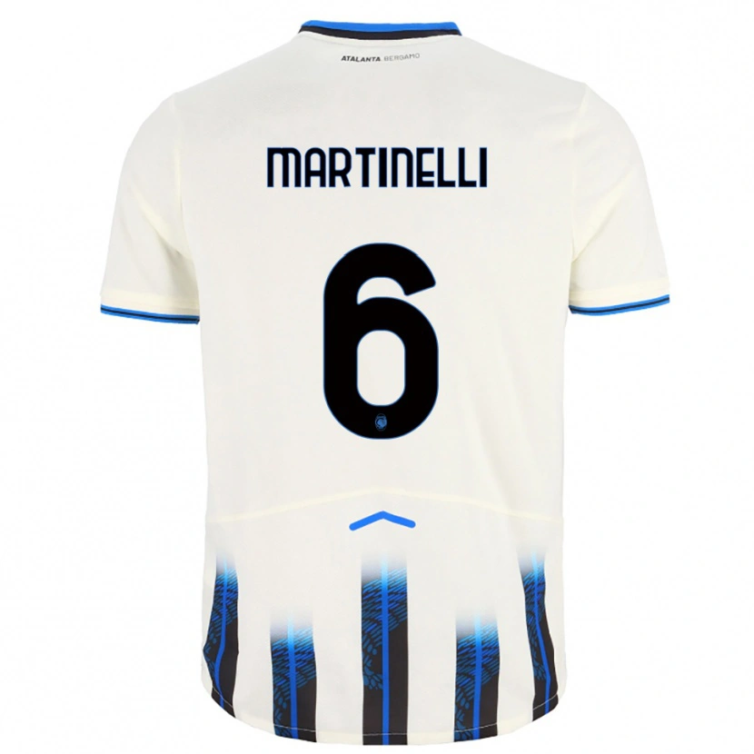 Danxen Donna Maglia Gabriel Martinelli #6 Bianco Blu Kit Gara Away 2025/26 Maglietta