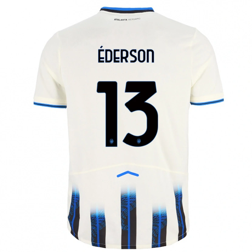 Danxen Donna Maglia Éderson #13 Bianco Blu Kit Gara Away 2025/26 Maglietta