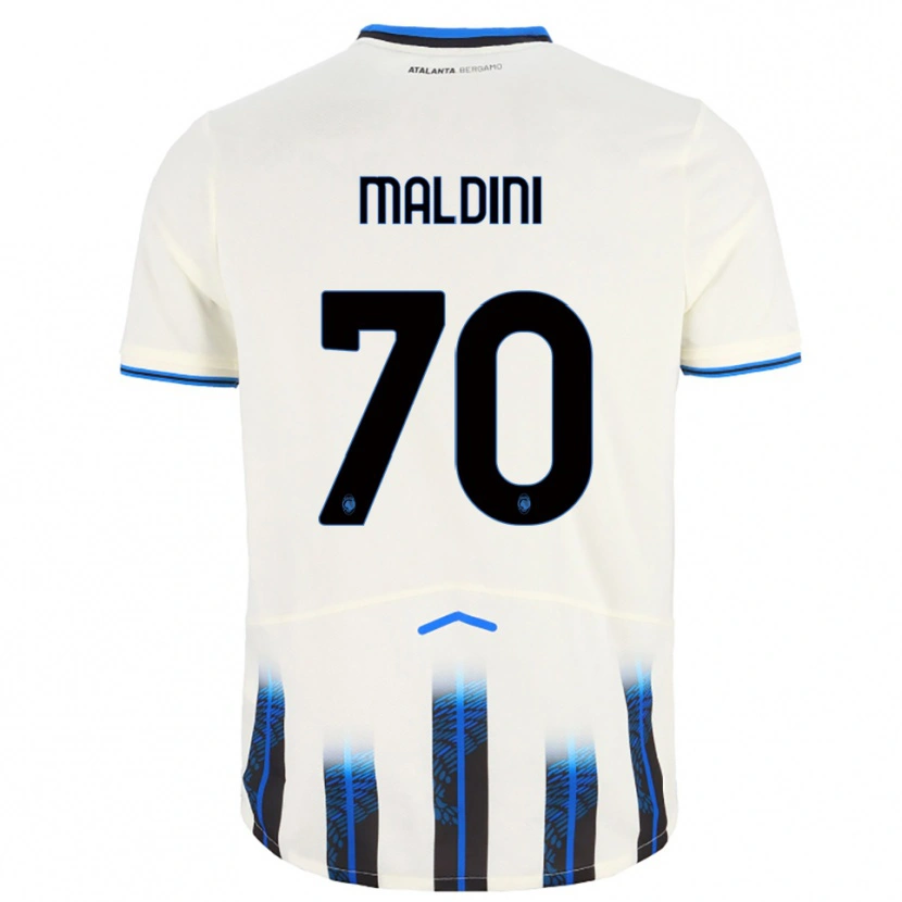 Danxen Donna Maglia Daniel Maldini #70 Bianco Blu Kit Gara Away 2025/26 Maglietta