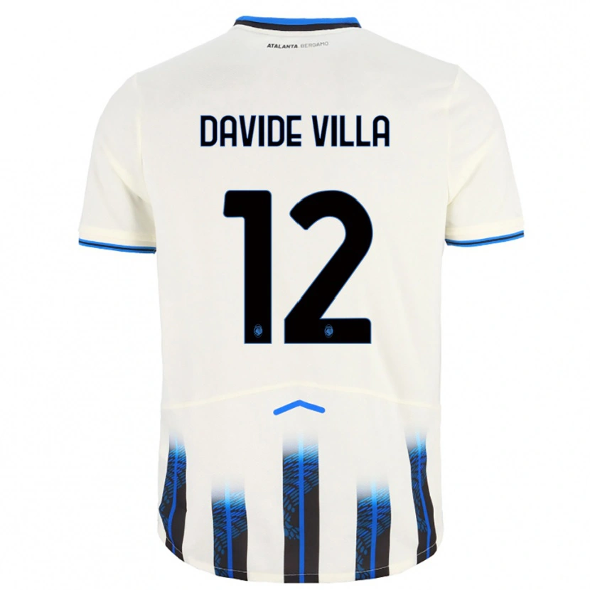 Danxen Donna Maglia Matteo Davide Villa #12 Bianco Blu Kit Gara Away 2025/26 Maglietta