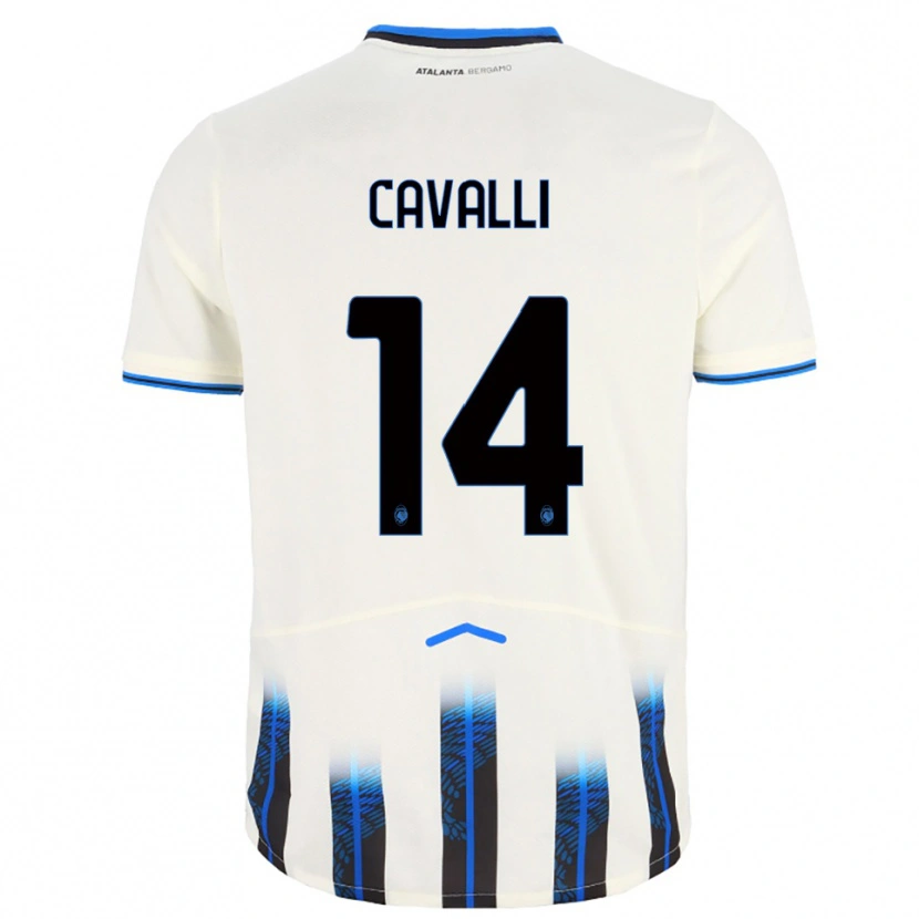 Danxen Donna Maglia Tommaso Cavalli #14 Bianco Blu Kit Gara Away 2025/26 Maglietta