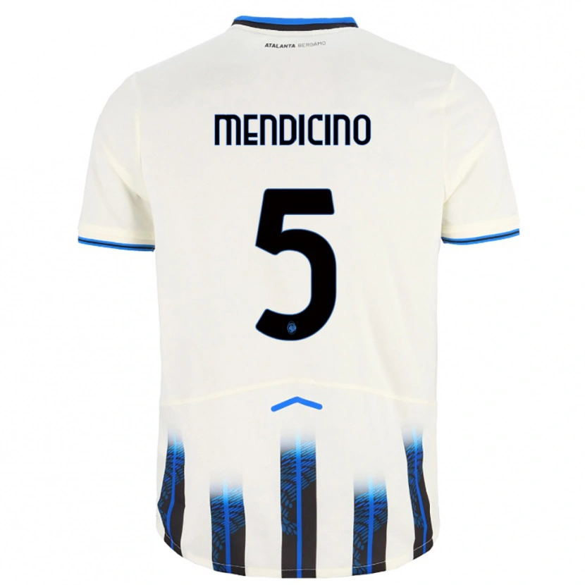 Danxen Donna Maglia Leonardo Mendicino #5 Bianco Blu Kit Gara Away 2025/26 Maglietta