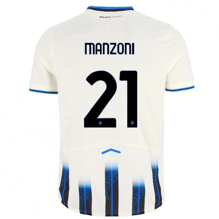 Danxen Donna Maglia Alberto Manzoni #21 Bianco Blu Kit Gara Away 2025/26 Maglietta