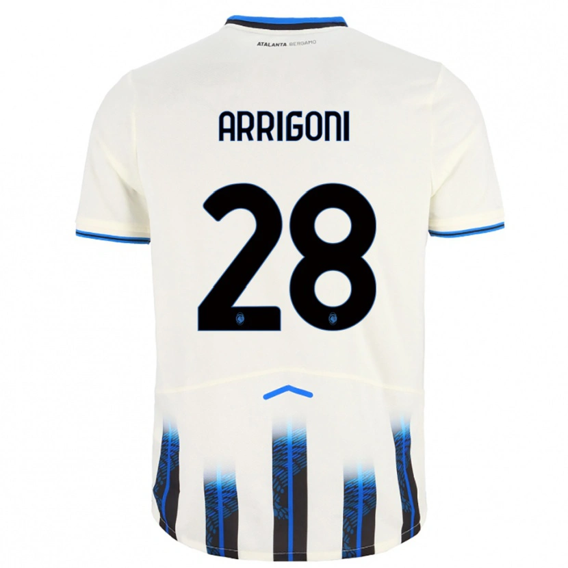 Danxen Donna Maglia Mattia Arrigoni #28 Bianco Blu Kit Gara Away 2025/26 Maglietta
