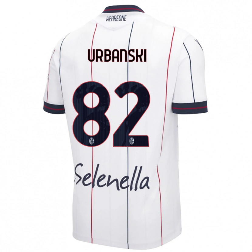 Danxen Donna Maglia Kacper Urbanski #82 Bianco Blu Royal Kit Gara Away 2025/26 Maglietta