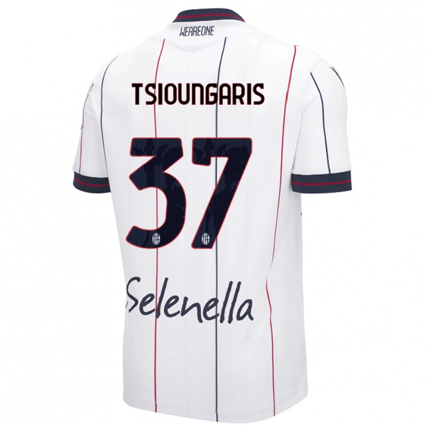 Danxen Donna Maglia Theodoros Tsioungaris #37 Bianco Blu Royal Kit Gara Away 2025/26 Maglietta