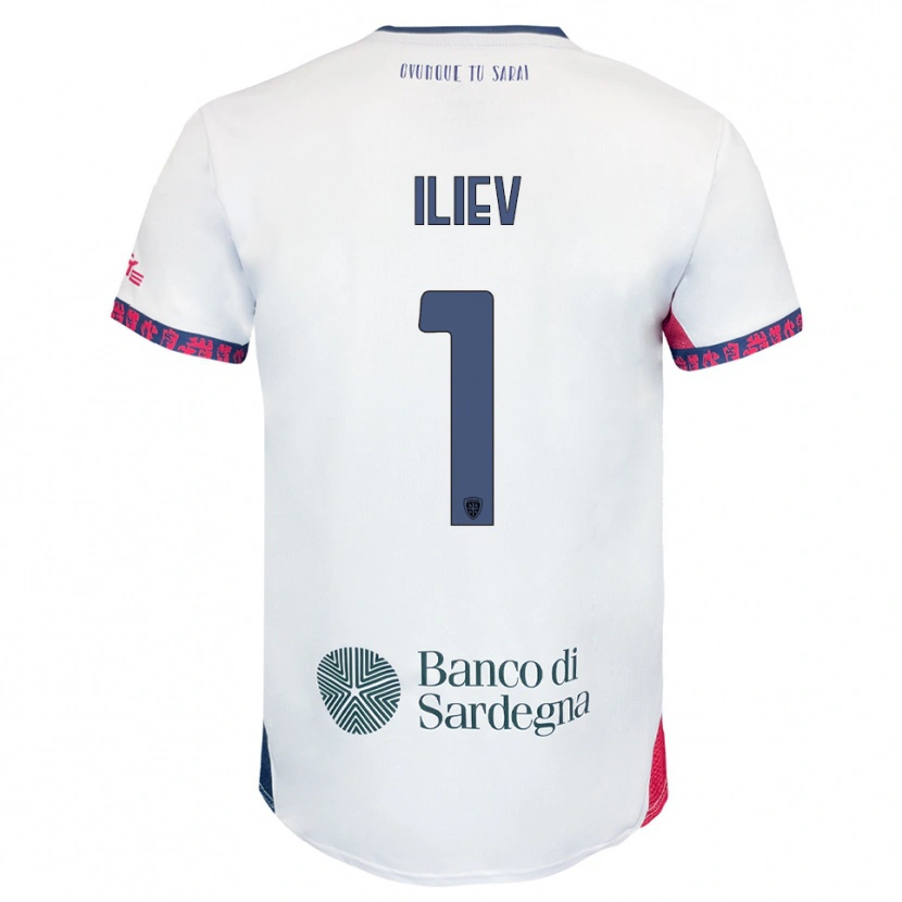 Danxen Donna Maglia Velizar-Iliya Iliev #1 Bianco Blu Navy Rosso Kit Gara Away 2025/26 Maglietta