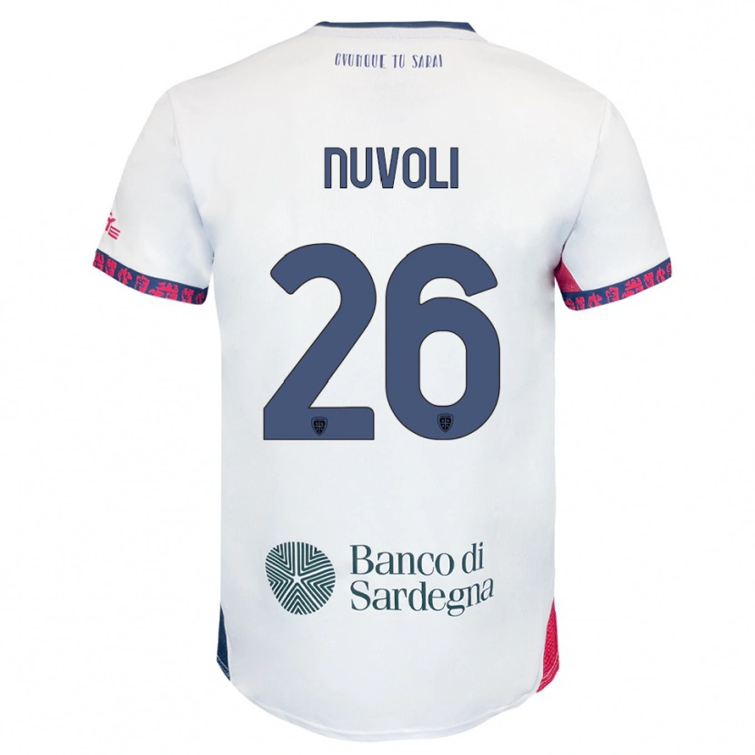 Danxen Donna Maglia Matteo Nuvoli #26 Bianco Blu Navy Rosso Kit Gara Away 2025/26 Maglietta