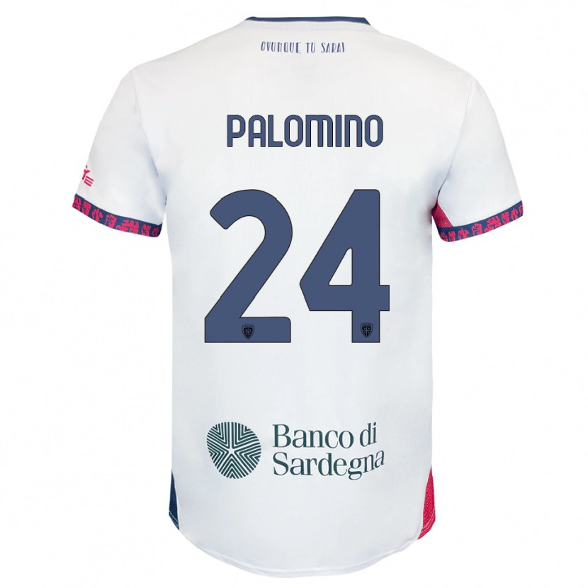 Danxen Donna Maglia Jose Luis Palomino #24 Bianco Blu Navy Rosso Kit Gara Away 2025/26 Maglietta