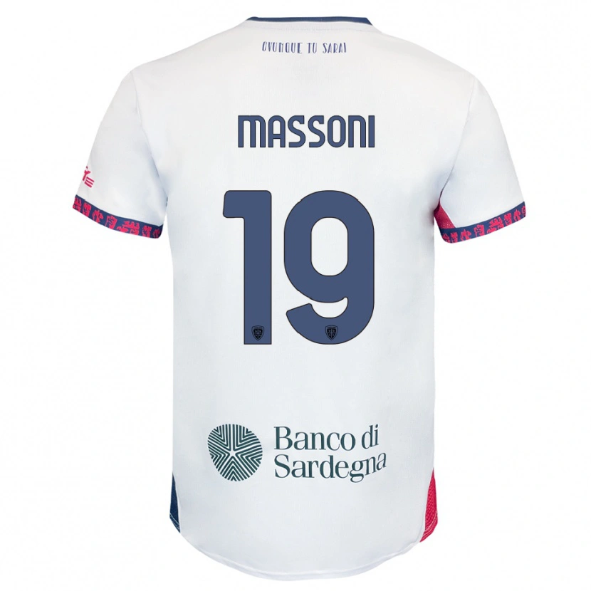 Danxen Donna Maglia Nicholas Massoni #19 Bianco Blu Navy Rosso Kit Gara Away 2025/26 Maglietta